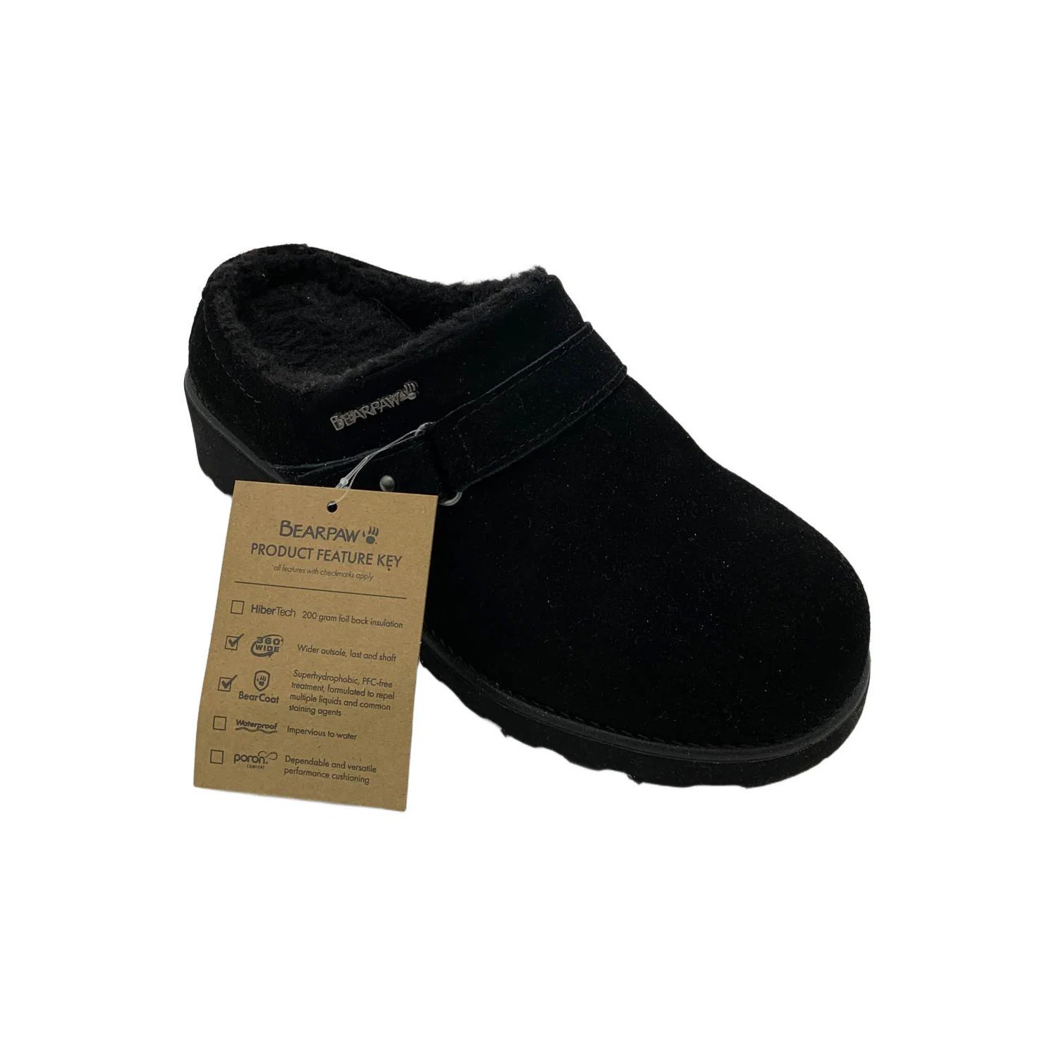 Bearpaw Women's Scottie Suede Clog W Rain And Stain Repellent Black - Medium